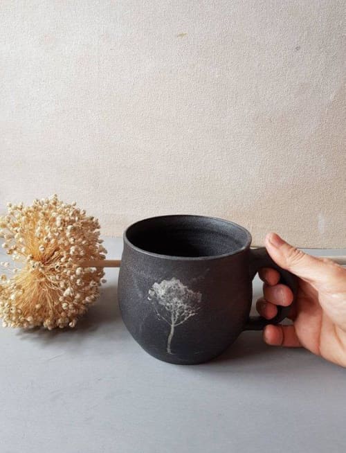Unique Coffee Mug Handmade Pottery Mug Black Ceramic Mug Wheel Thrown Tea Mug