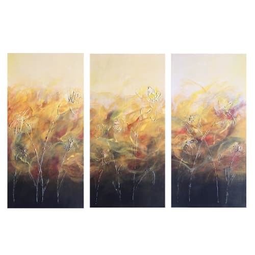 "Field of Flowers" | Oil And Acrylic Painting in Paintings by ArtbyPunam. Item made of canvas with synthetic