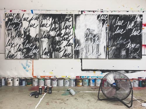 Black & White Sessions Love | Oil And Acrylic Painting in Paintings by Ruben Rojas. Item made of canvas with synthetic