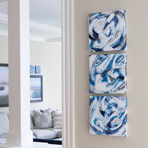 Elegant Waves- set of 3 | Oil And Acrylic Painting in Paintings by Carolyn Mackin. Item composed of canvas