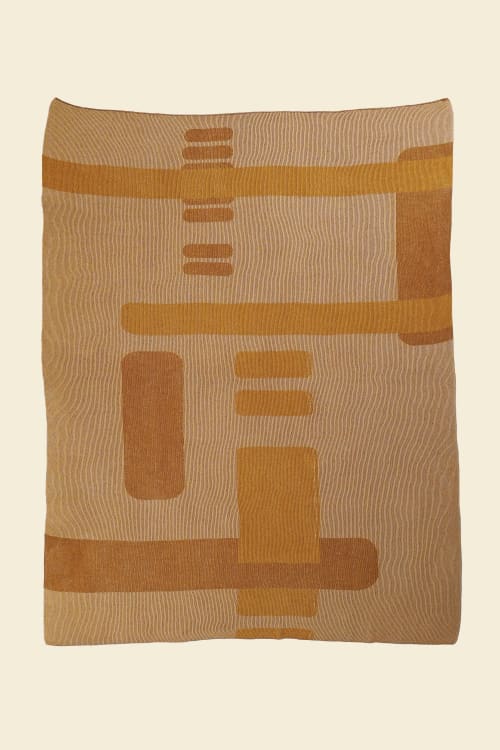 Geometric Blanket in Yellow | Linens & Bedding by BOI. Item composed of cotton in contemporary style