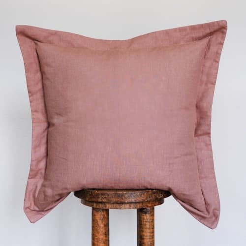 Rose Pink Linen with Wide Flange Pillow 22x22 | Pillows by Vantage Design