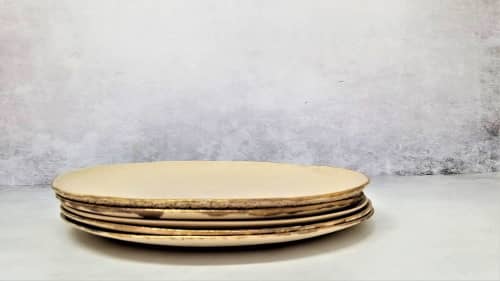 White And Gold Ceramic Plates | Dinnerware by YomYomceramic. Item composed of ceramic