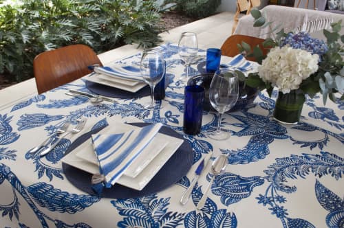 Costa blu Tablecloth | Linens & Bedding by OSLÉ HOME DECOR. Item composed of fabric