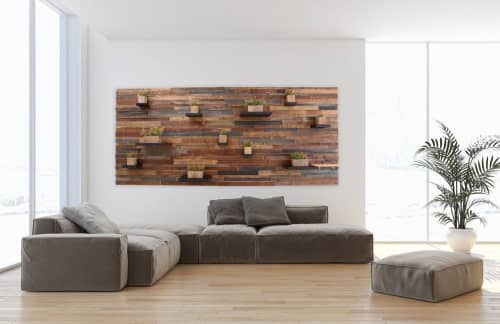 Floating wood shelves 96"x42" large floating shelf artwork | Wall Sculpture in Wall Hangings by Craig Forget. Item made of walnut compatible with mid century modern and contemporary style