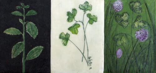 Art of Herbs III | Mixed Media in Paintings by Susan Wallis. Item in contemporary or modern style