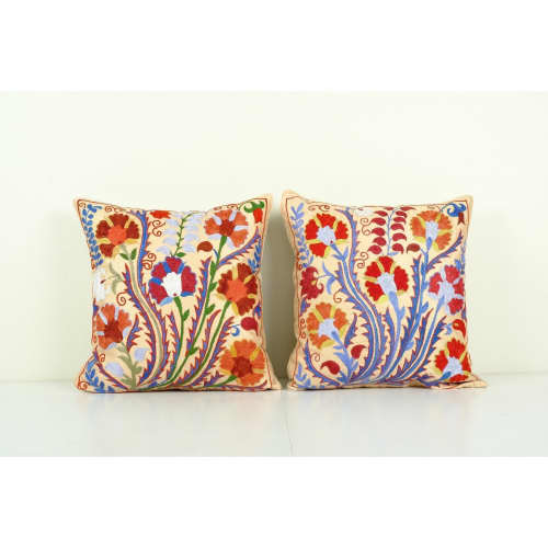 Vintage Embroidery Suzani Silk Pillow Fashioned from a Mid-2 | Cushion in Pillows by Vintage Pillows Store