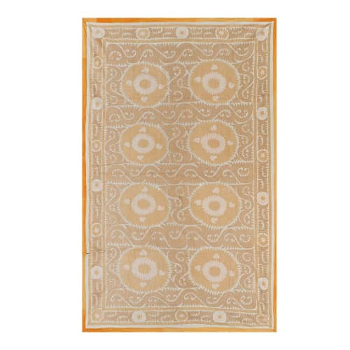 Suzani Pastel Tapestry - Neutral Uzbek Wall Hanging or Bed C | Tablecloth in Linens & Bedding by Vintage Pillows Store