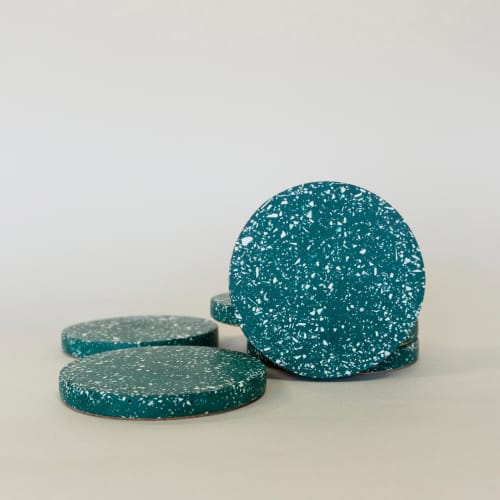 Terrazzo Coaster - Deep Jungle Green | Tableware by Tropico Studio. Item made of stoneware