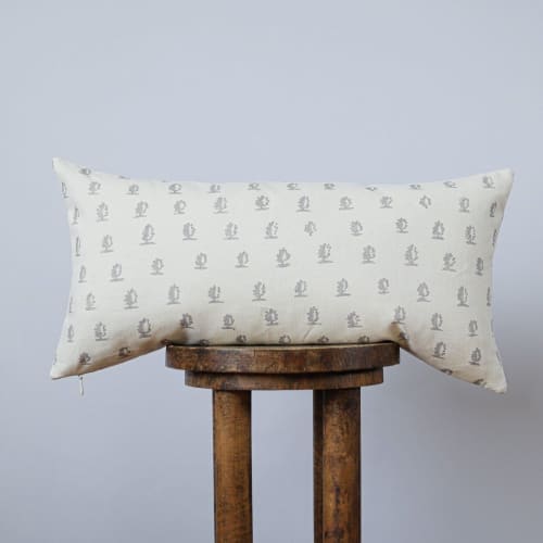 Trees Printed on Linen Lumbar Pillow 12x24 | Pillows by Vantage Design