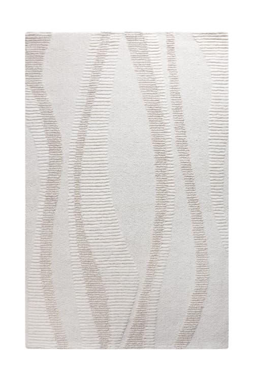 Ivory Beige Wool Viscose Rug, Handmade Neutral Area Rug, Scandinavian Minimalist Carpet Decor | Rugs by Swiflo