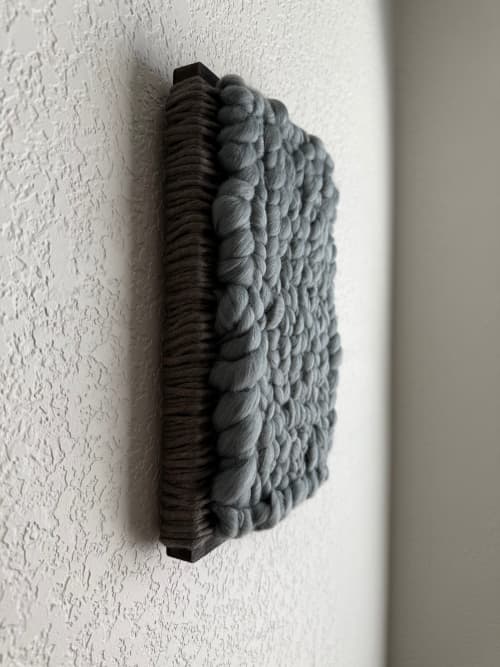 Woven Tile 9x12 - Fluff - Grey and Grey | Wall Sculpture in Wall Hangings by Mpwovenn Fiber Art by Mindy Pantuso