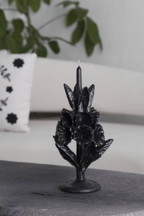 PALMARIO Decorative Traditional Candle, Black | Ornament in Decorative Objects by ANDEAN. Item works with contemporary & traditional style
