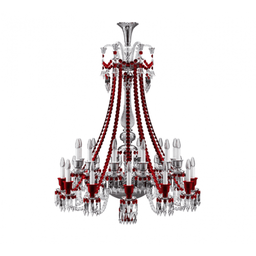 Alan Mizrahi JR2037 Zenith Clear And Red Chandelier | Chandeliers by Alan Mizrahi Lighting Design