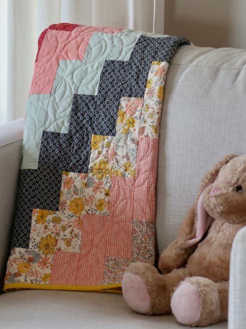 Modern Handmade Baby Quilt - Baby Steps | Linens & Bedding by Hazel Oak Farms. Item made of cotton