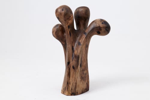 Still Stand Abstract Wood Sculpture, Chainsaw Carved, Walnut | Sculptures by Logniture