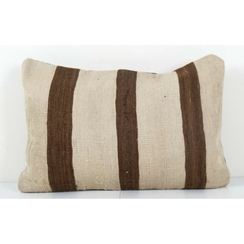 Vintage Striped Black Organic Hemp Kilim Pillow | Sham in Linens & Bedding by Vintage Pillows Store. Item made of cotton with fiber