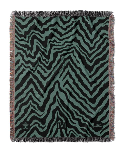 IVI - Abstract Jacquard Woven Blanket - Black Green by Sean Martorana ...