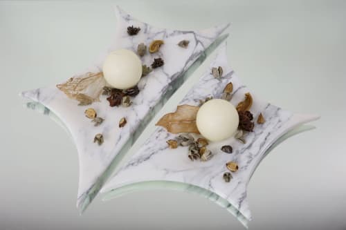 Sculptural Tray - Arabescato marble | Serving Tray in Serveware by DFdesignLab - Nicola Di Froscia. Item composed of marble
