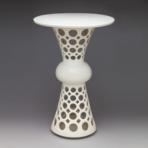Segmented Hourglass Openwork Table | Cocktail Table in Tables by Lynne Meade. Item composed of stoneware