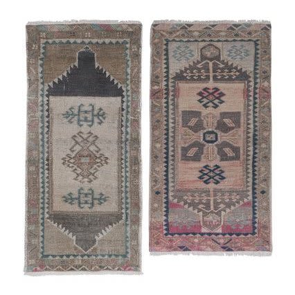 1970s Vintage Hand Knotted Small Rug - a Pair | Area Rug in Rugs by Vintage Pillows Store