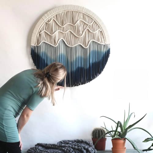 Circular Fiber Art Collection - NEPTUNE | Wall Hangings by Rianne Aarts / Teddy and Wool Studio. Item composed of fiber