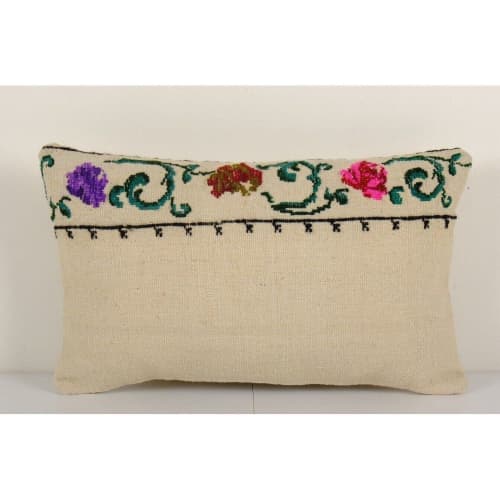 Turkish Kilim Pillow, Handwoven Kilim Lumbar, Ethnic Pillow | Sham in Linens & Bedding by Vintage Pillows Store. Item made of cotton with fiber