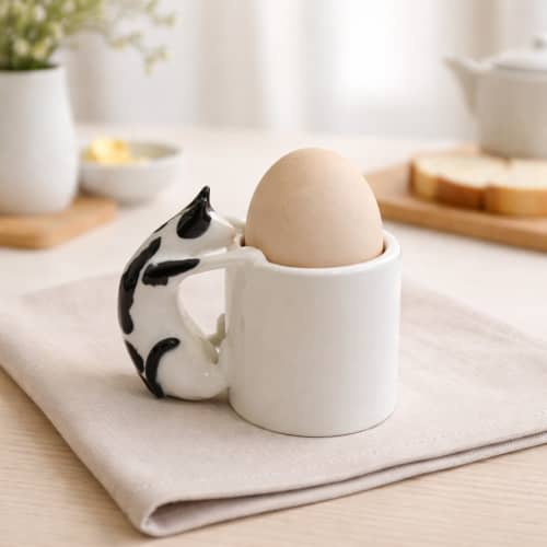 Cat Egg Cup (COW) – A Playful Ceramic Breakfast Object | 4am Product Design | Dinnerware by 4AM Product Design
