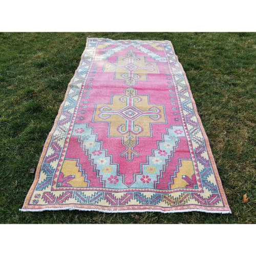 Distressed Oriental Turkish Oushak Carpet, Decorative Rug | Area Rug in Rugs by Vintage Pillows Store. Item made of wool with fiber