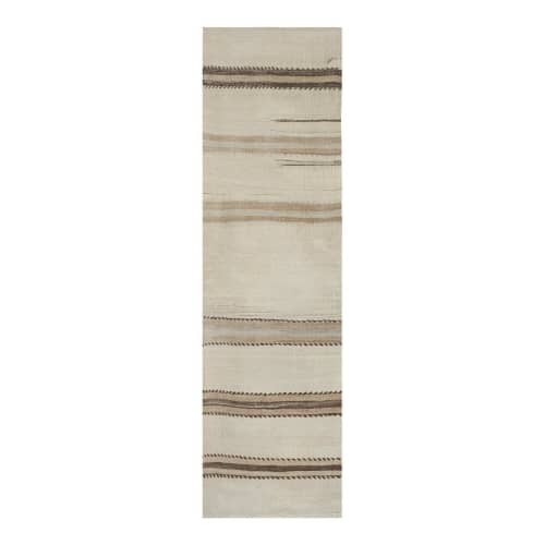 Made of Natural Undyed Wool Early 20th Century Narrow | Runner Rug in Rugs by Vintage Pillows Store. Item composed of wool and fiber
