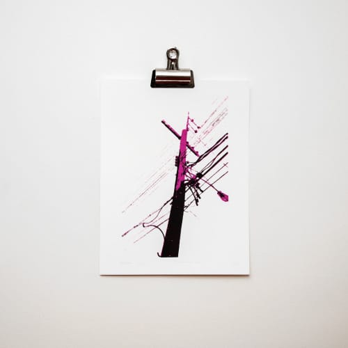 Pink Telephone Pole Screenprint | Prints by Melike Carr