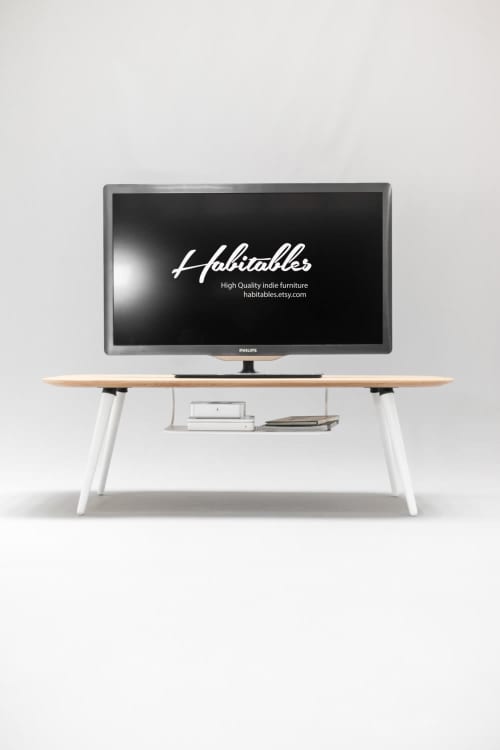 Modern TV Table Made Of Solid Oak | Media Console in Storage by Manuel Barrera Habitables. Item made of oak wood