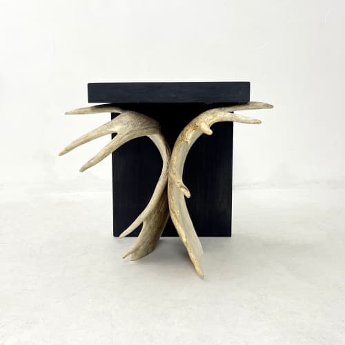 Moose Antler End Table | Tables by Farmhaus + Co.. Item composed of wood
