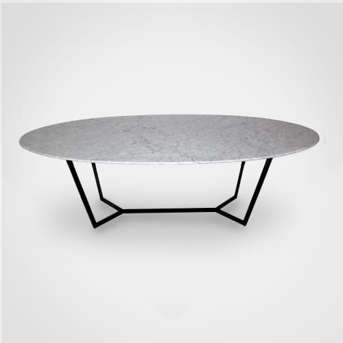 Ellipse - Statuarietto marble Dining table | Tables by DFdesignLab - Nicola Di Froscia. Item composed of metal and marble in contemporary style