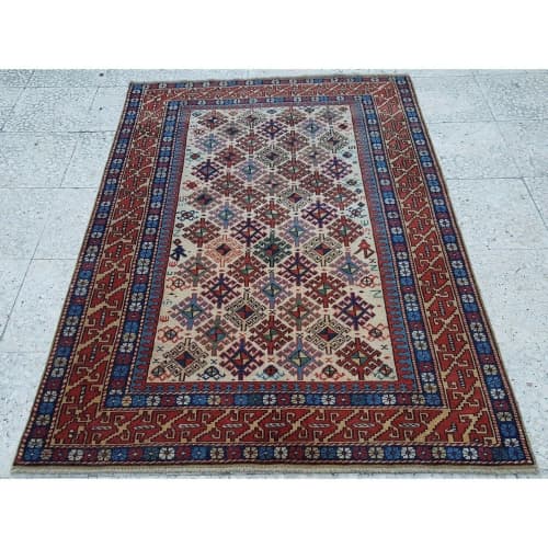 Turkish Shirvan Rug Carpet Vintage Rug from 1990s Handmade | Area Rug in Rugs by Vintage Pillows Store. Item composed of cotton & fiber