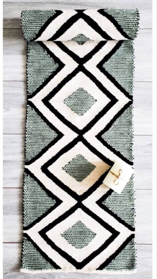 Green Zada Table Runner | Linens & Bedding by Mumo Toronto. Item made of fabric compatible with boho and country & farmhouse style