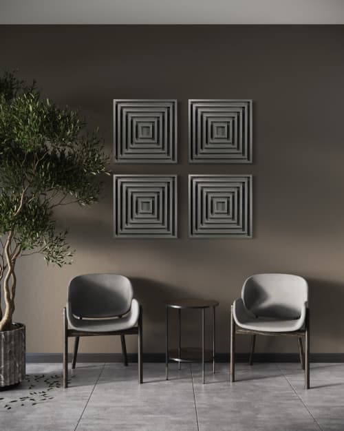 Solid Wood Concentric Square | Decorative Frame in Decorative Objects by Moss Art Installations