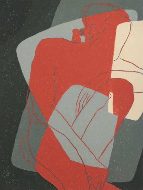 Male Figure 1. Seated. Virasana | Drawings by Elvira Dayel. Item composed of paper and synthetic