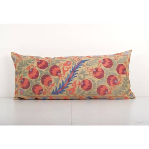 Vintage Mustard Yellow Floral Suzani Pillow Cover, Boho Cush | Cushion in Pillows by Vintage Pillows Store