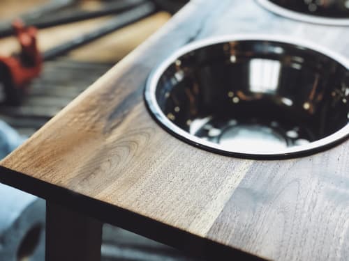 Dog Feeding Station | Bowl in Dinnerware by ROOM-3. Item composed of wood & synthetic