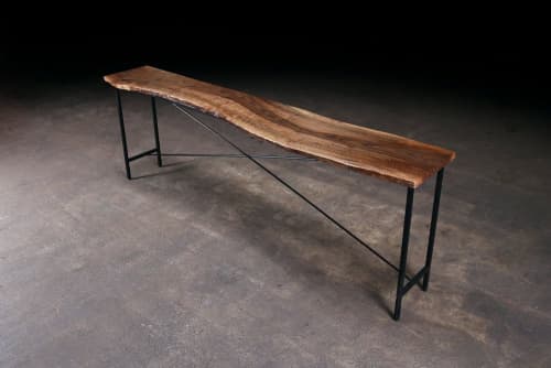 Live Edge Walnut Console | Console Table in Tables by Urban Lumber Co.. Item composed of walnut & steel