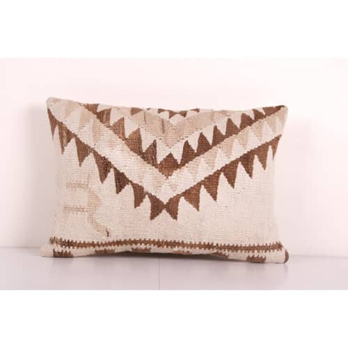 Turkish Herki Kilim Lumbar Pillow Cover, Organic Wool Cushio | Cushion in Pillows by Vintage Pillows Store