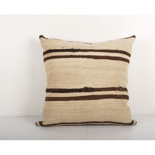 Sqaure Oriental Kilim Pillow Cover, Hemp Organic Wool Cushio | Cushion in Pillows by Vintage Pillows Store