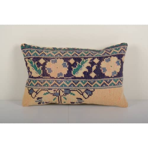 Vintage Turkish Rug Pillow, Handmade Mustard Wool Pillow | Sham in Linens & Bedding by Vintage Pillows Store. Item composed of cotton
