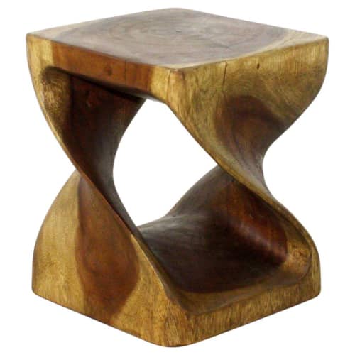 Haussmann® Original Wood Twist Stool 10 in SQ x 12 in | Chairs by Haussmann®