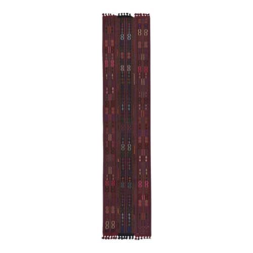 Vintage Brown Tribal Turkish Jajim Kilim Runner Rug | Area Rug in Rugs by Vintage Pillows Store. Item composed of cotton & fiber