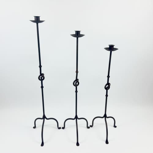 Hand Forged Iron Candelabra Set of 3 (80-90-100cm) | Candle Holder in Decorative Objects by edecrawzFC