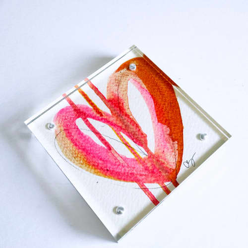 High Voltage - Acrylic Heart Block Painting | Paintings by carrie song