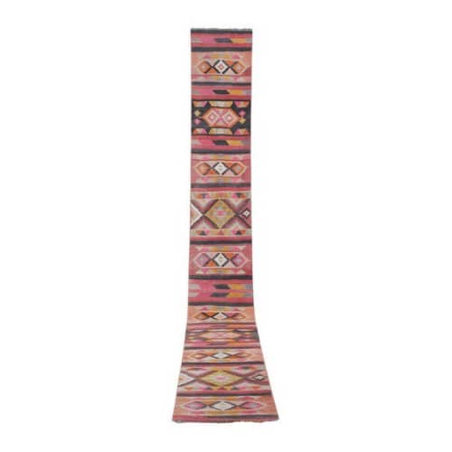 Vintage Colorful Long Turkish Stair Kilim Runner - Hallway R | Area Rug in Rugs by Vintage Pillows Store