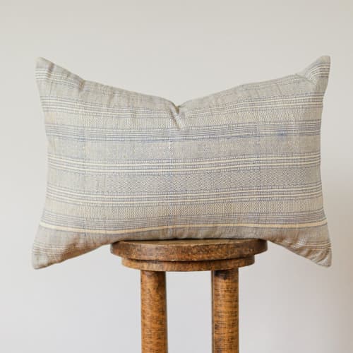 Woven Silk with Blue Printed Pattern Lumbar 16x24 | Pillow in Pillows by Vantage Design